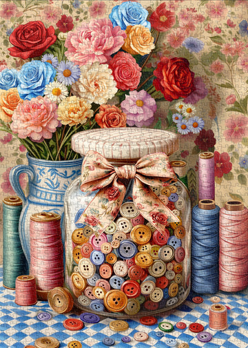 Spring Button Jar Jigsaw Puzzle 1000 Pieces